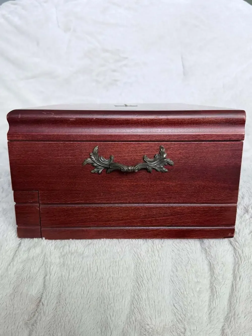 Reed & Barton Two-Tier Wooden Flatware Storage Chest